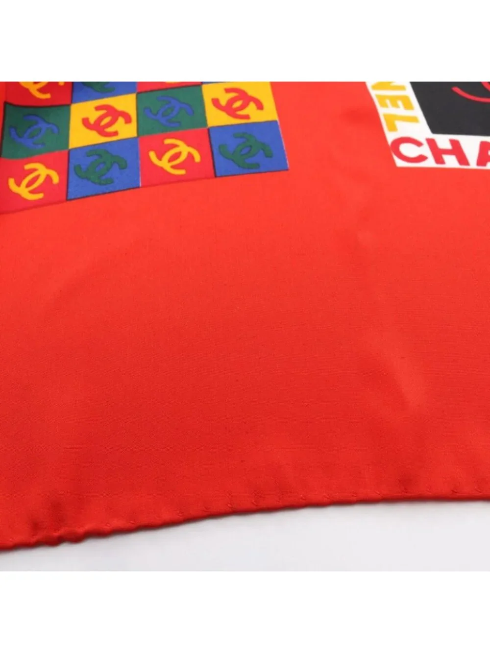 Chanel Scarf CC Logo Red Silk